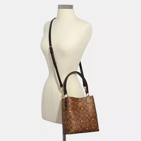 Small Town Bucket Bag In Signature Canvas With Butterfly Print - Picture 2 of 10